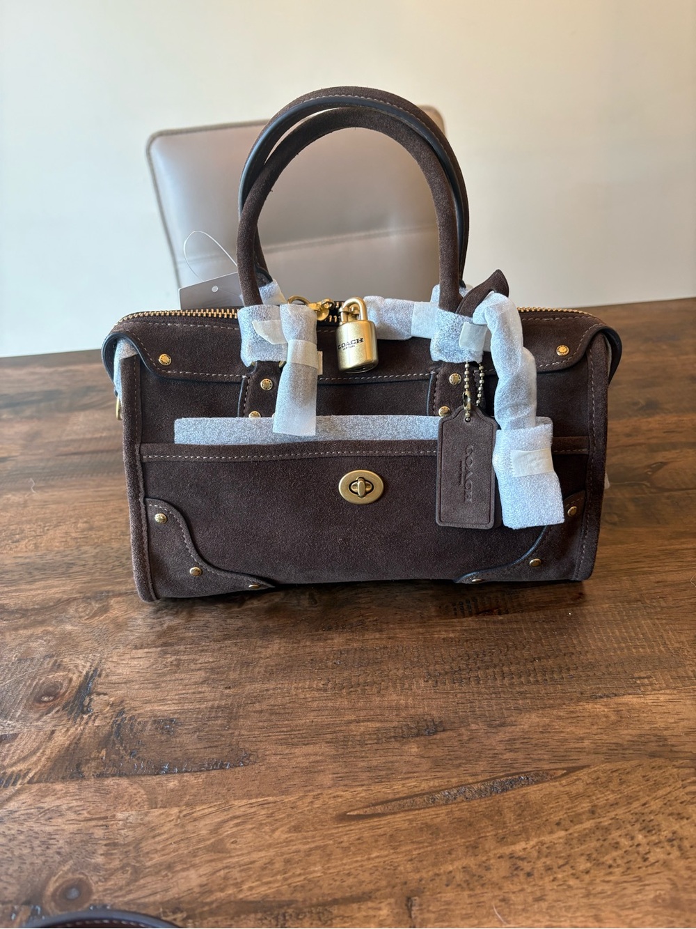 NWT Coach Rhyder Satchel Bag 24 in Dark Chocolate Suede
